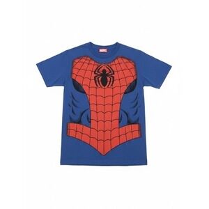 Marvel SpiderMan Costume T-Shirt Graphic Tee Blue‎ Superhero Comic Book